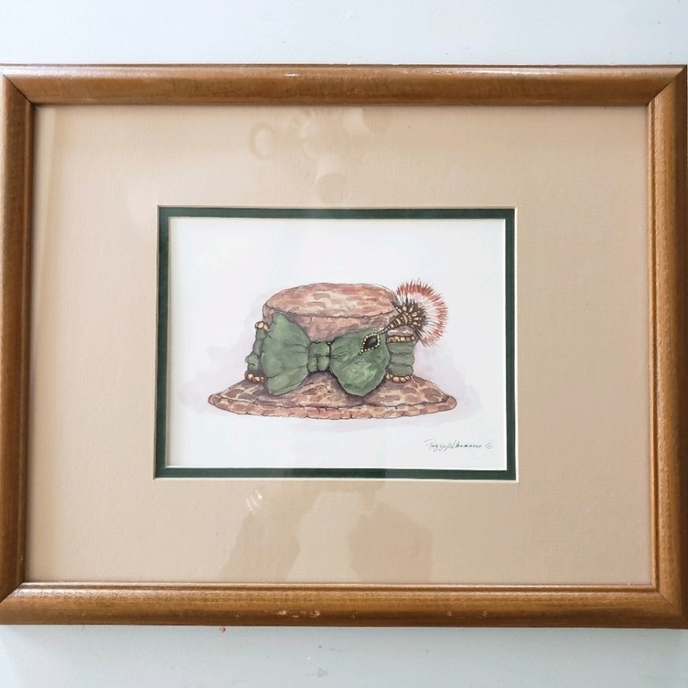 PEGGY Abrams Vintage Hat Print Matted and Framed‎